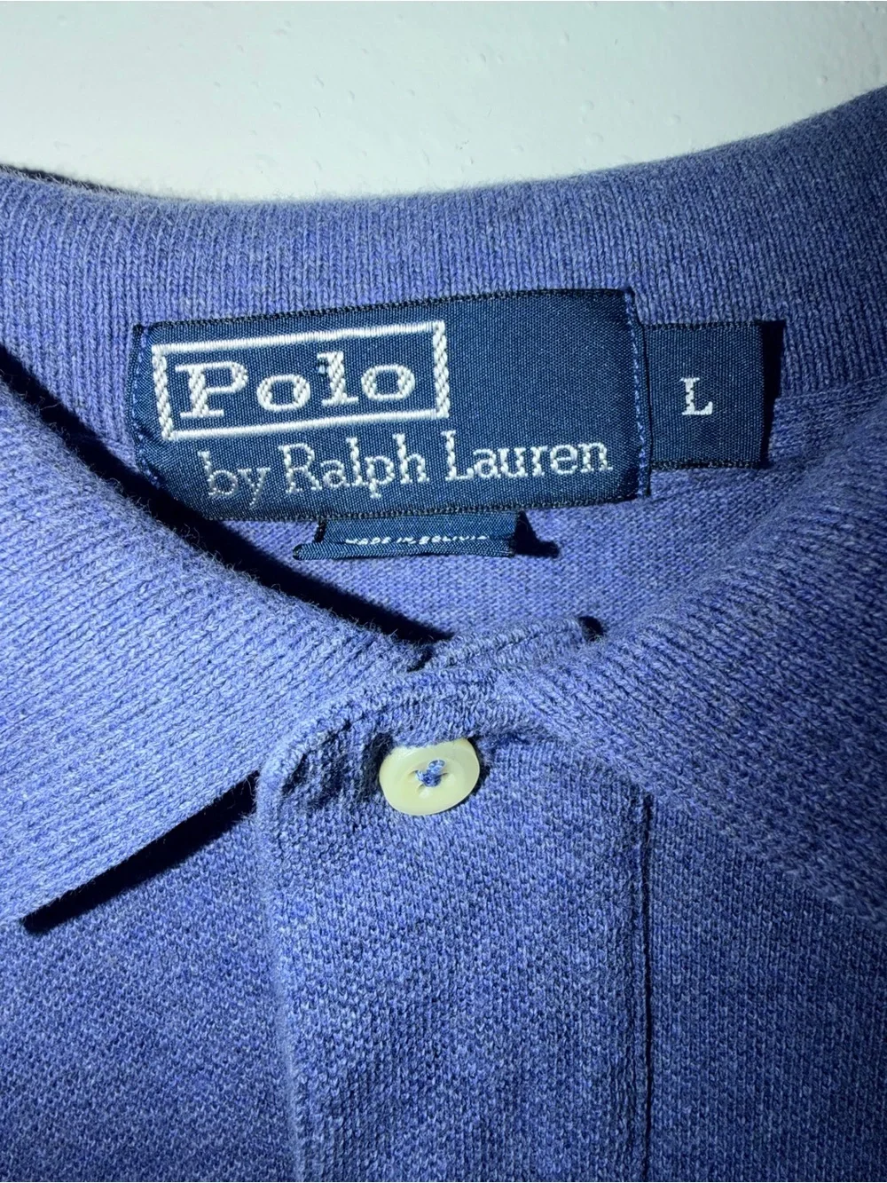Ralph Lauren  100% cotton Long-Sleeve Polo in Heather Blue with Yellow Pony